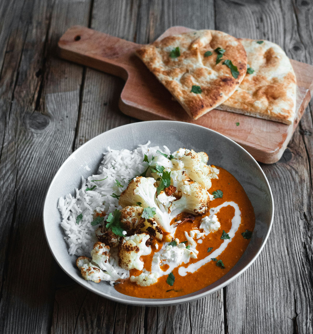 Roasted Cauliflower with Warm Curry Sauce